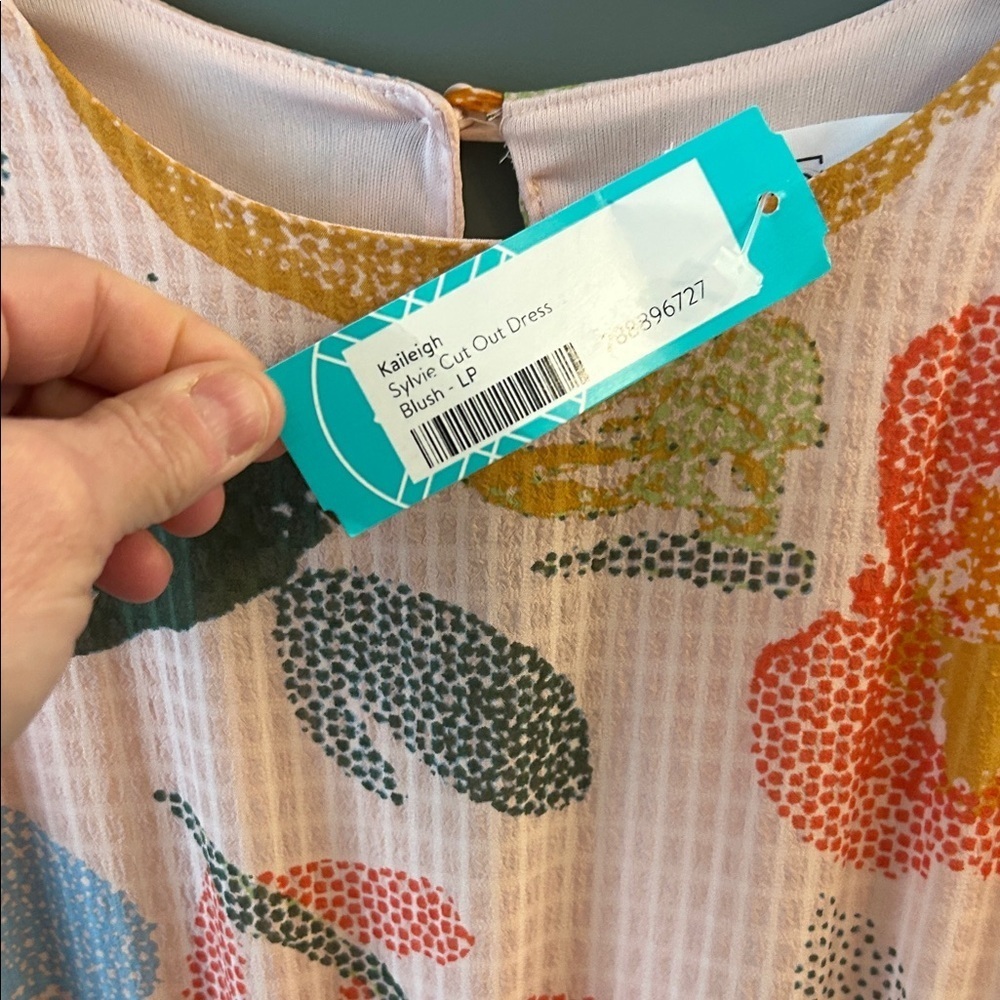 Kaileigh Pink and Orange Patterned Dress Stitch Fix Size large Petite - Picture 3 of 6